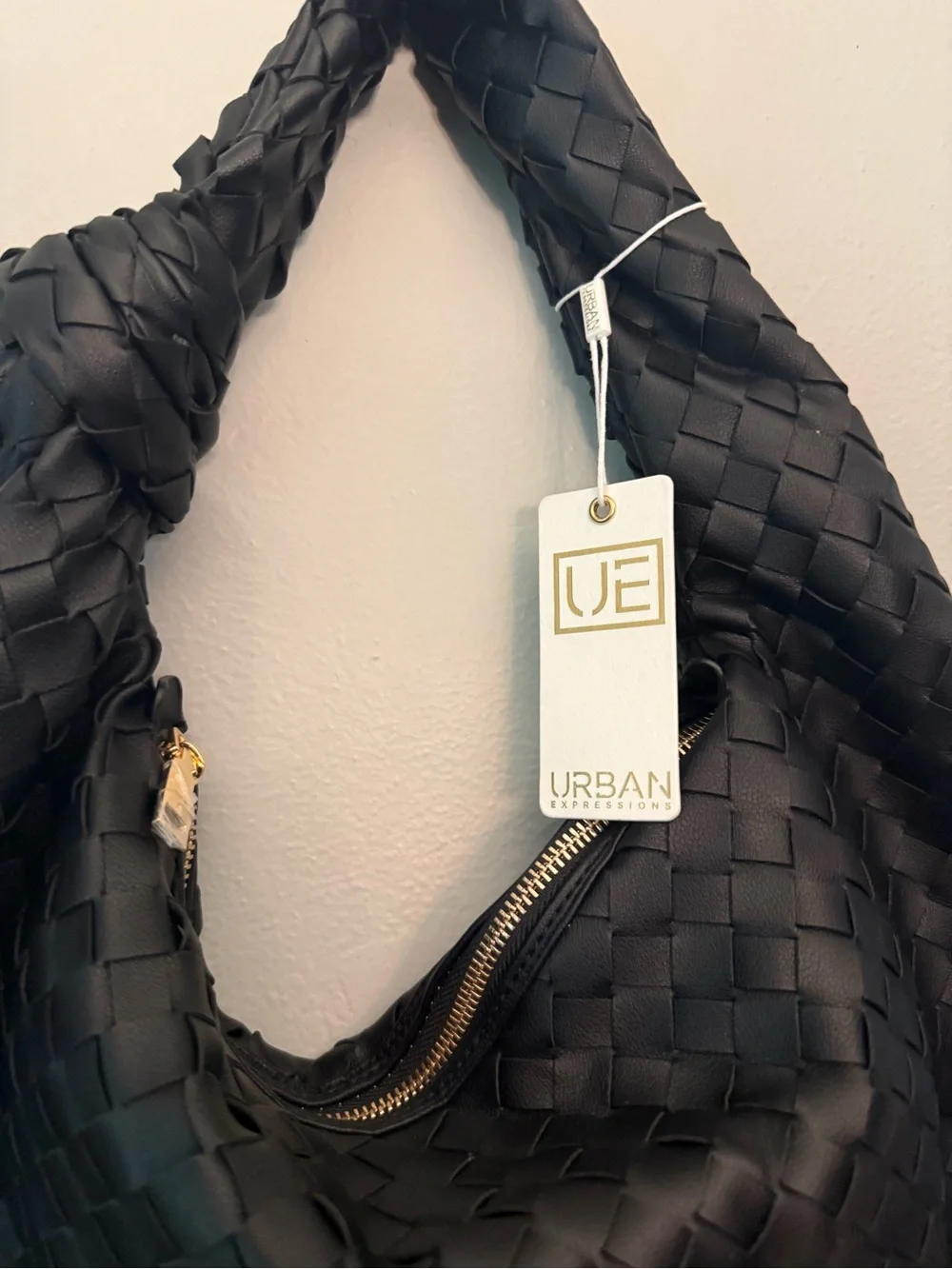 Urban Expressions Black Knotted Woven Hobo
